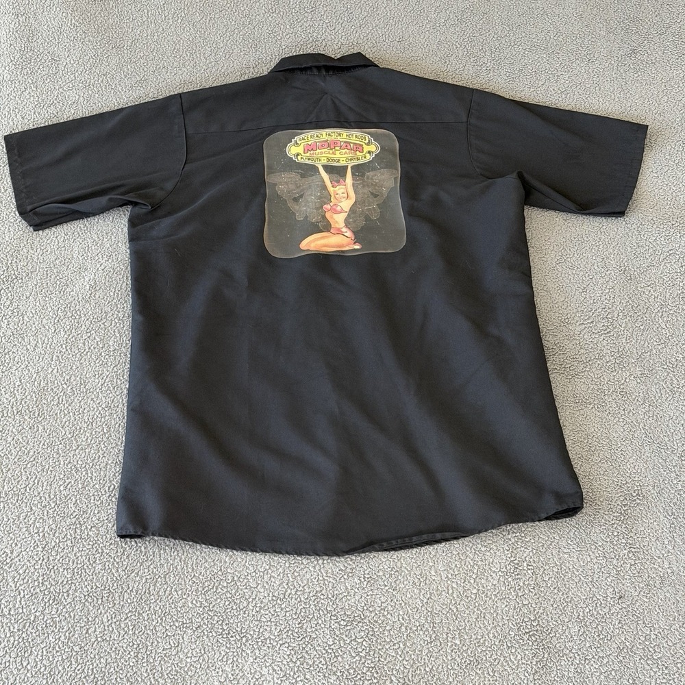 Red Kap Short Sleeve Shirt Mopar Muscle Cars Black Mens M Workwear Mechanic Shop